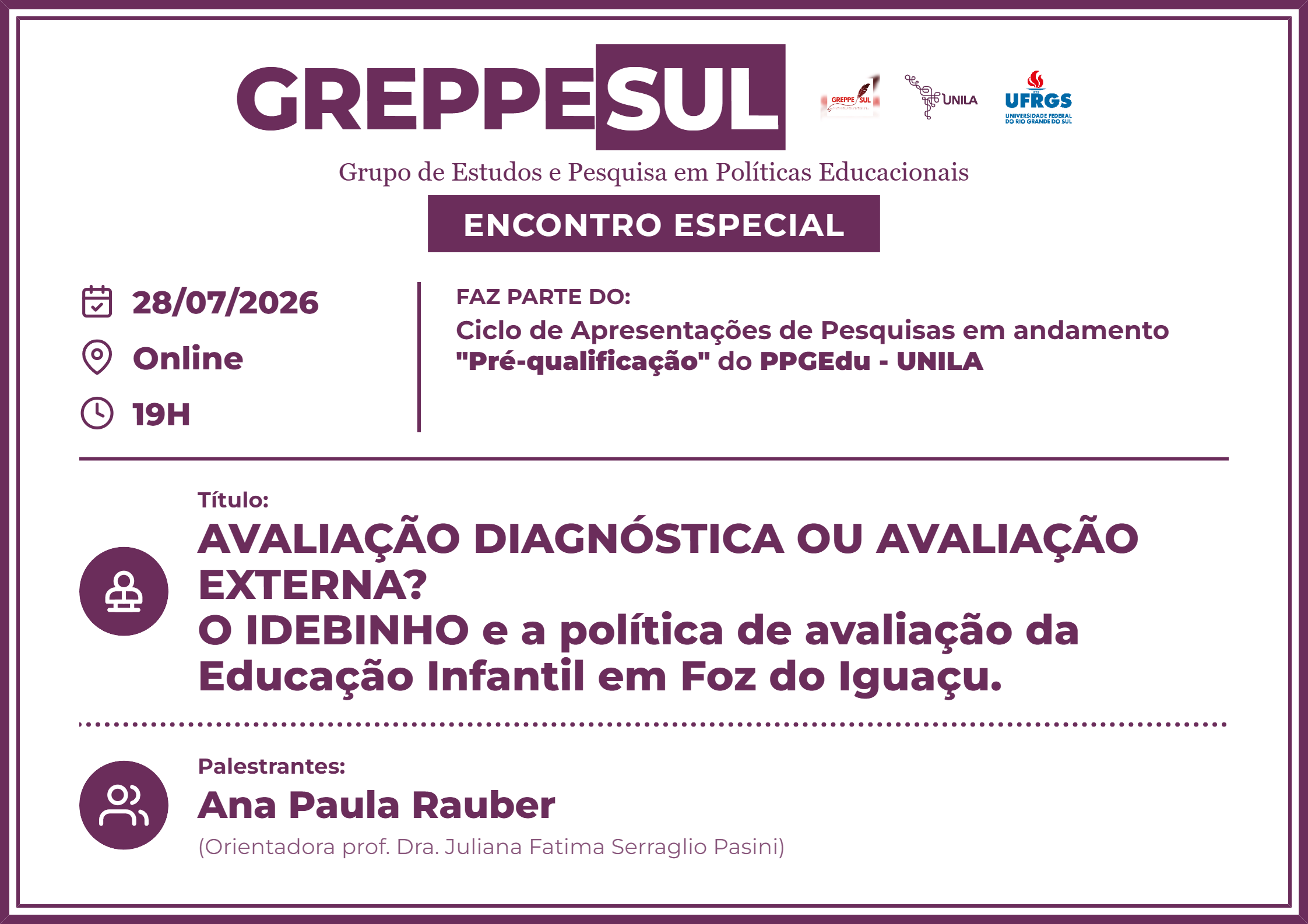 Apresentação das Pesquisas em andamento - Pré-qualificação