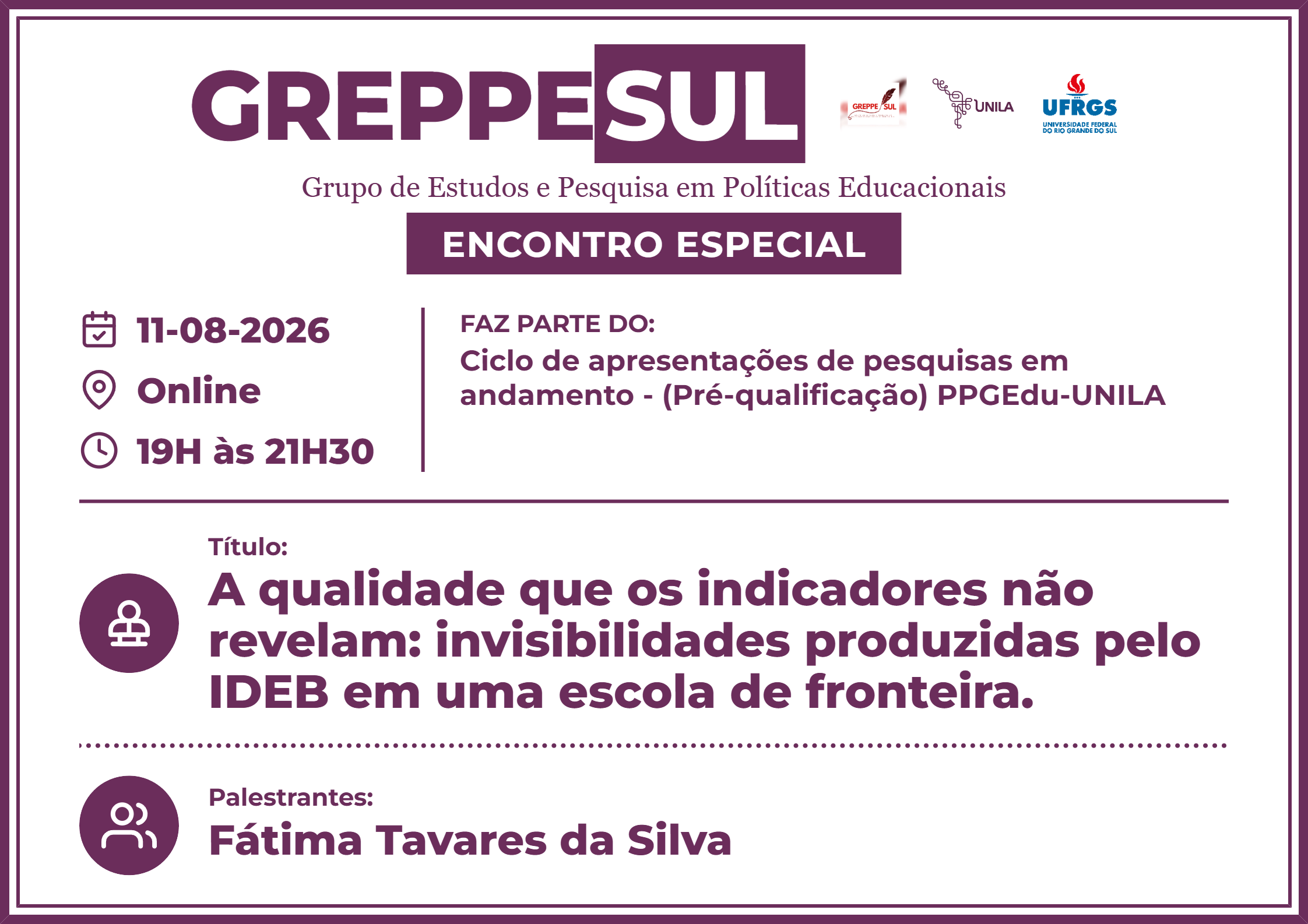 Apresentação das Pesquisas em andamento - Pré-qualificação